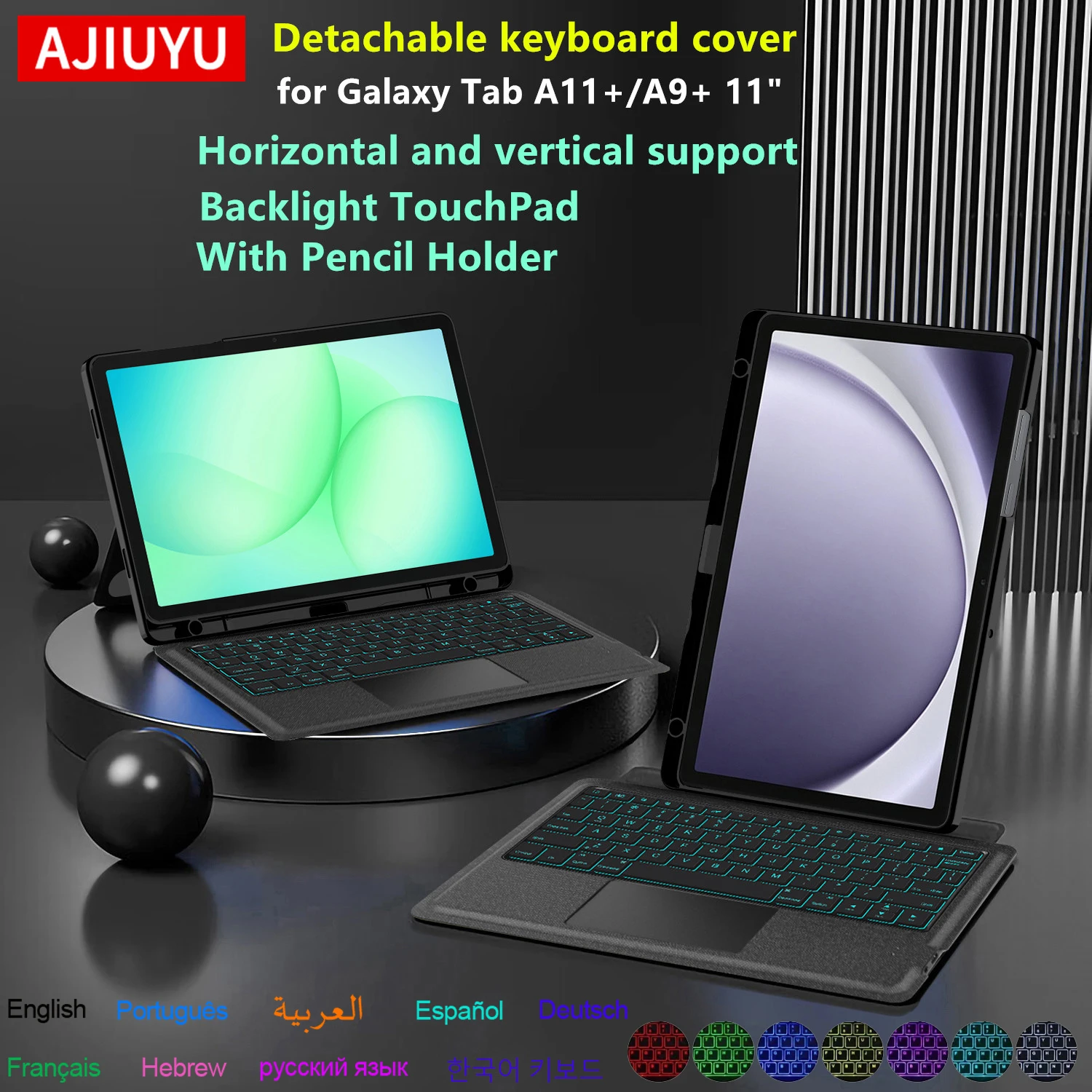 Abnehmbare Hintergrundbeleuchtete Tastaturabdeckung für Samsung Galaxy Tab A11 Plus 11 2025 SM X310 X315 Tab A9 Plus A11+ A9+ 11" X210N X216B Hülle