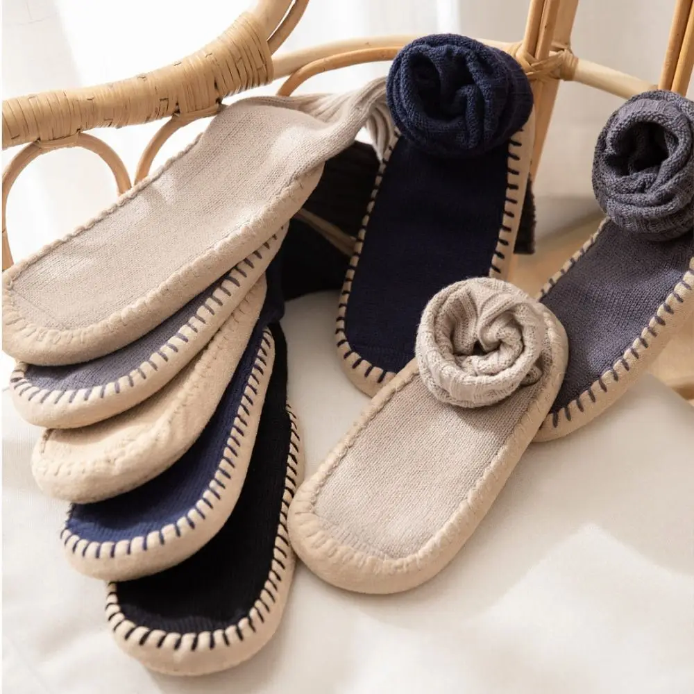 

Thicken Floor Plush Socks Warm Sleeping Knitted Knee High Socks Breathable Simple Winter Stocking Fall Winter