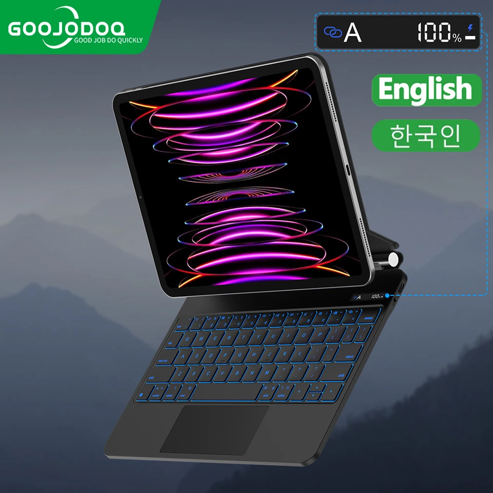 Goojodoq-魔法のキーボードケースipadのプロ11、12、12、9、空気5