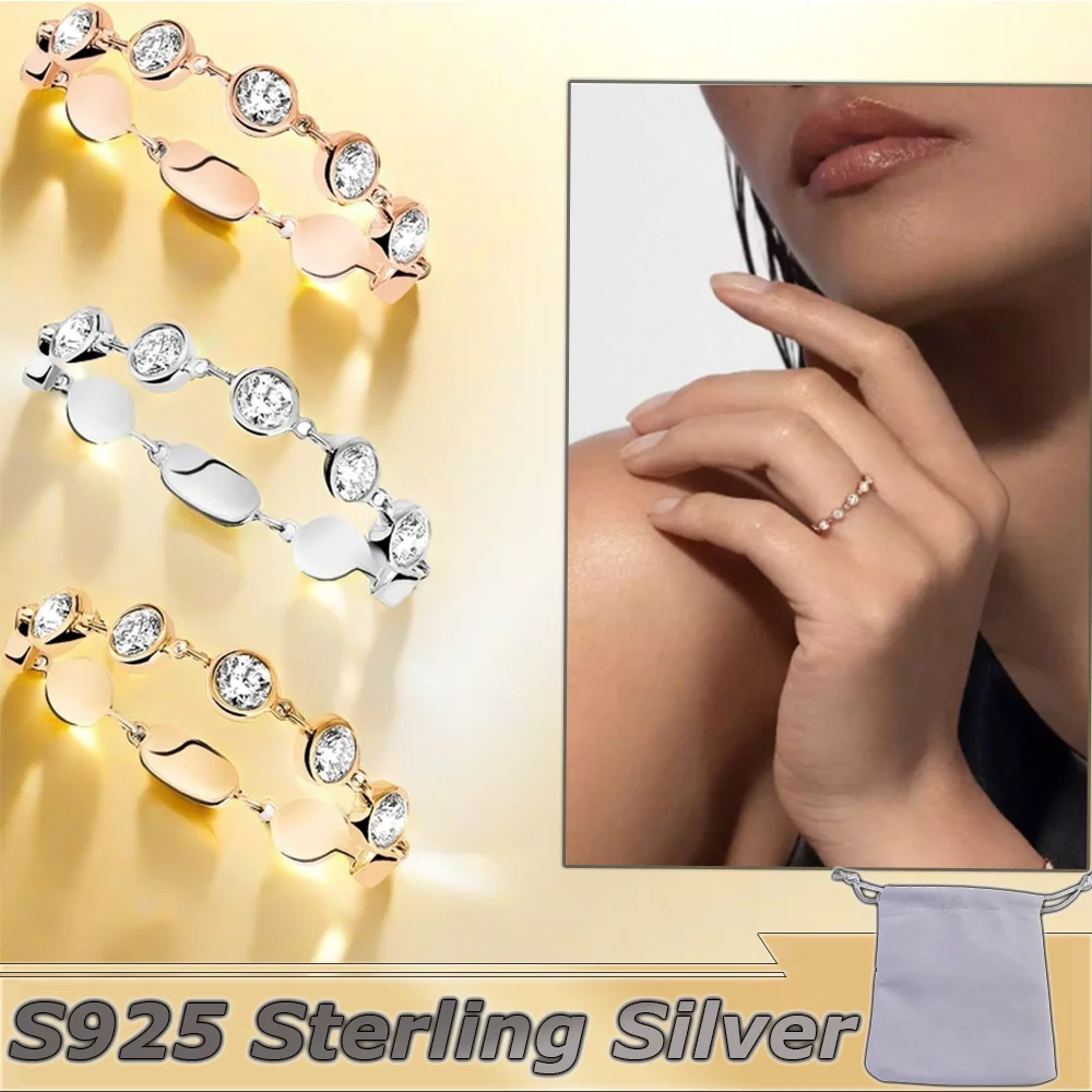 S925 Silver Baby Move Ring Solitaire Diamond Moving Ring Official Website Classic Luxury Jewelry Rectangle for Girlfriend Christ