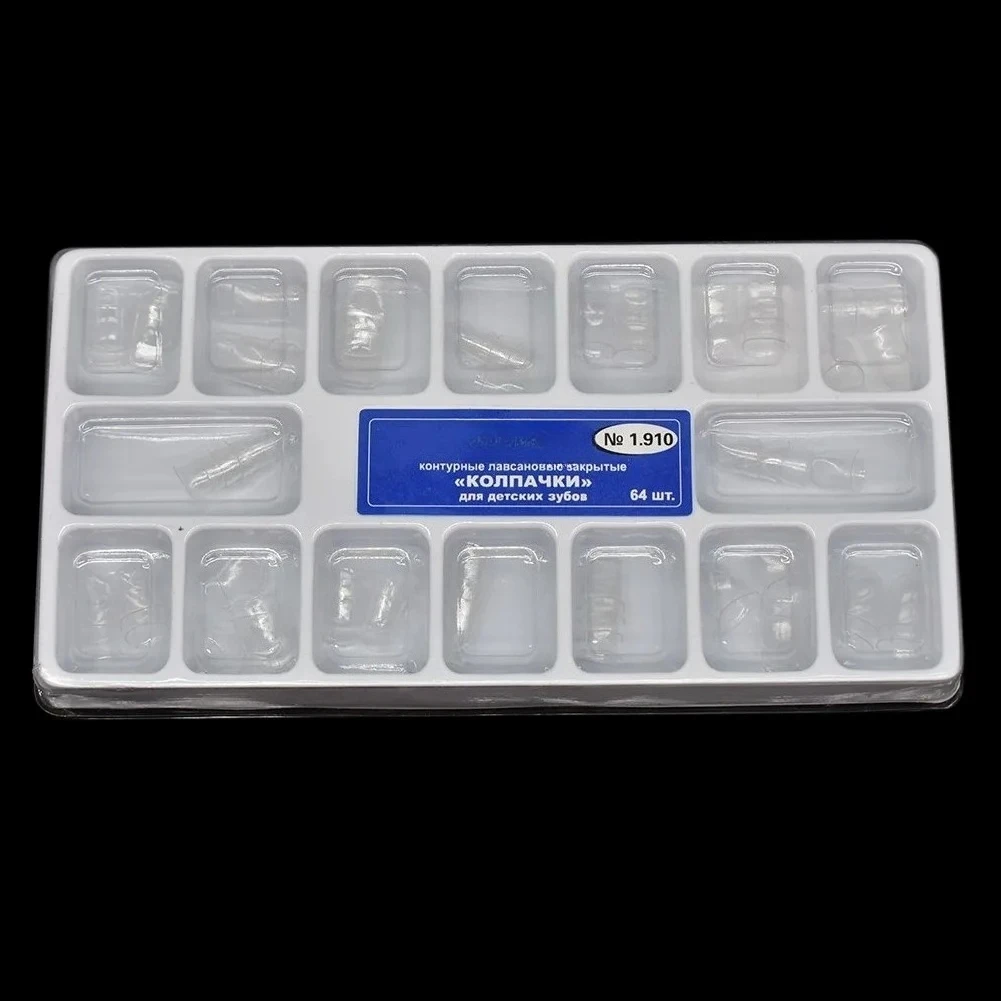

64pcs/box Dental Transparent Pre-crown Dental Crown Deciduous Teeth of Adult or Child Dentist Lab Tools 1.910 1.912 Preformed