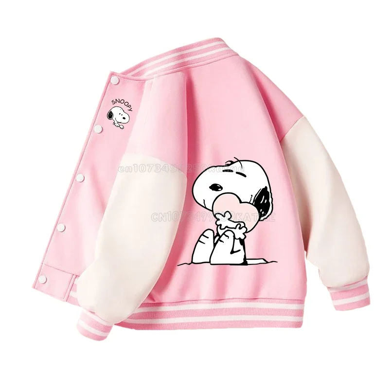 Snoopy Women Jacket Kawaii Lovers Baseball Jacket Couple Cartoon Coat Unisex Autunm Windbreaker Streetwear Men Sport Outerwear