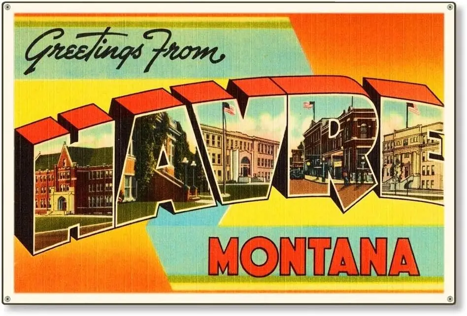 Metal Tin Sign Vintage Chic Art Decoration Havre Montana Travel for Home Bar Cafe Farm Store Garage or Club 12