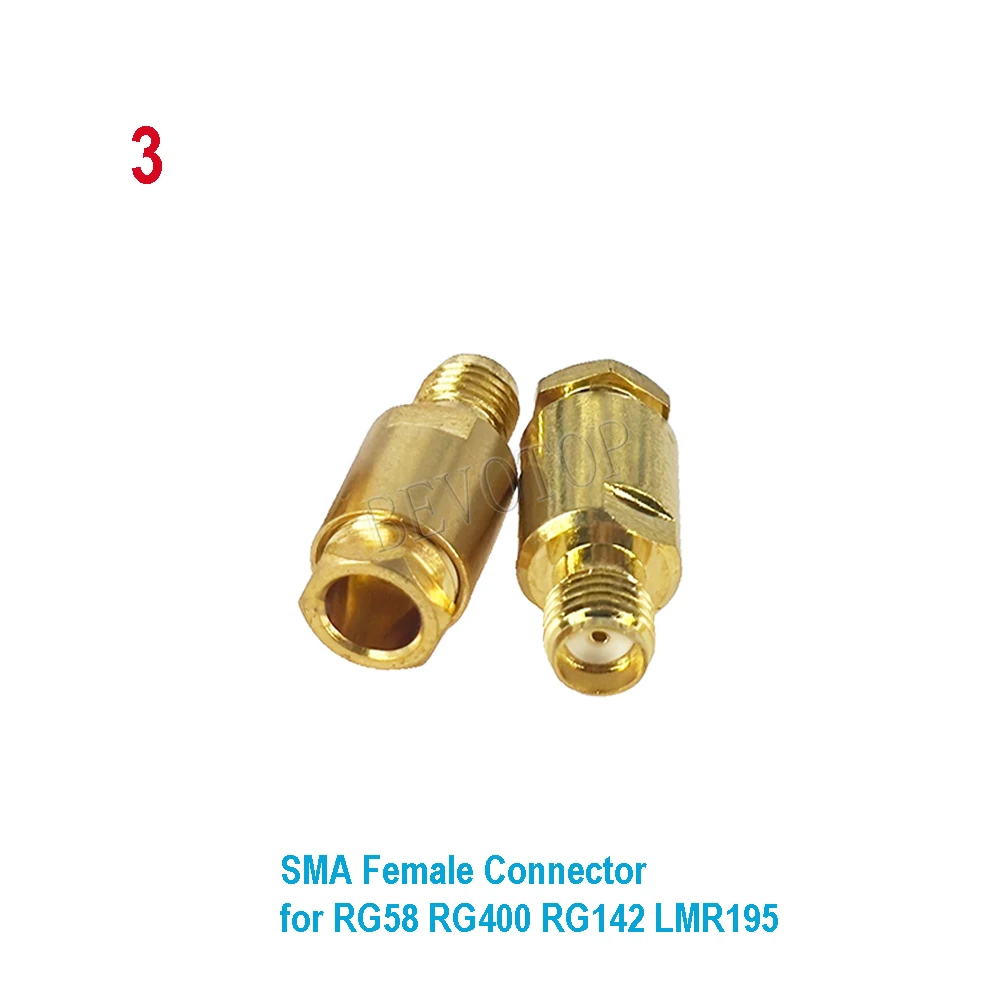 2Pcs/Lot SMA Male Female Clamp Solder for LMR195 RG58 RG142 RG223 RG400 Brass Gold Plated Straight RF Adapters Cable Connector