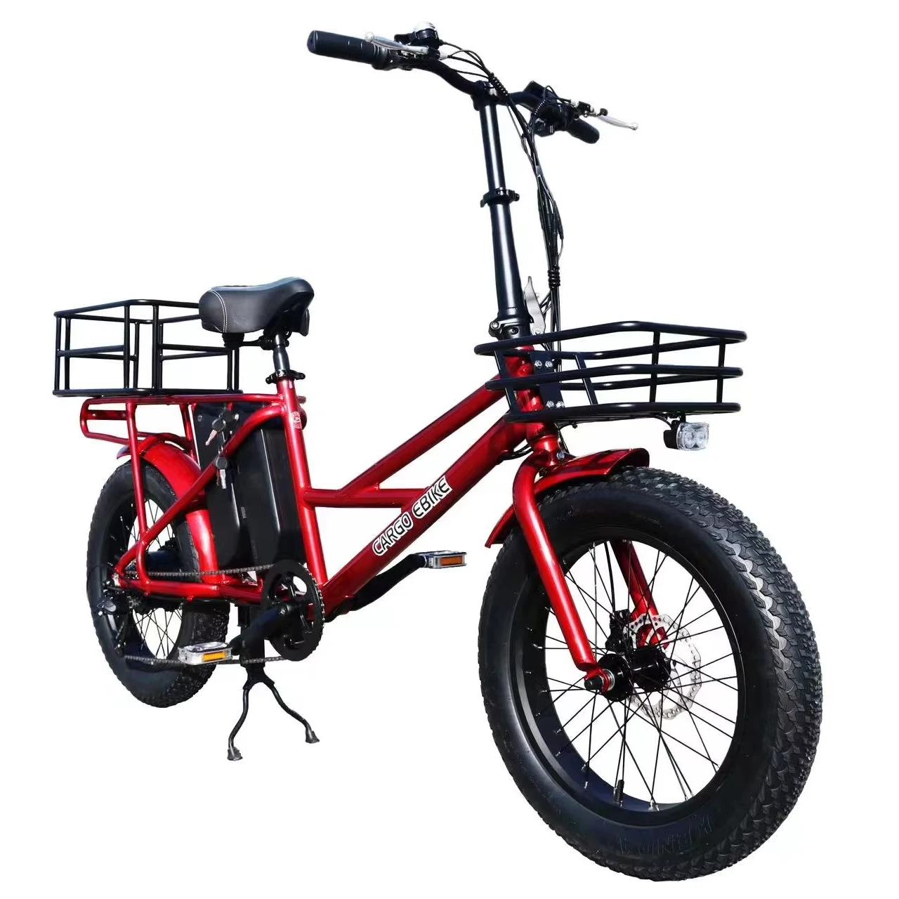 

Intelligent Library 20 Inch E Fat Tire Adult Bike Motor 500w Double Battery Electric Cargo Delivery Food Bike Family Bicycle Wit