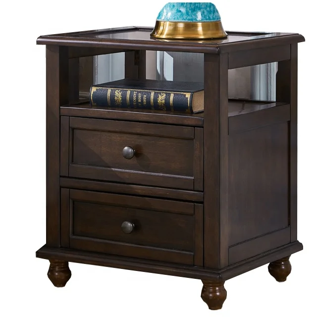 

Luxury Modern Smart Nightstand with 2 Drawers and 1 Shelf Brown for Bedroom