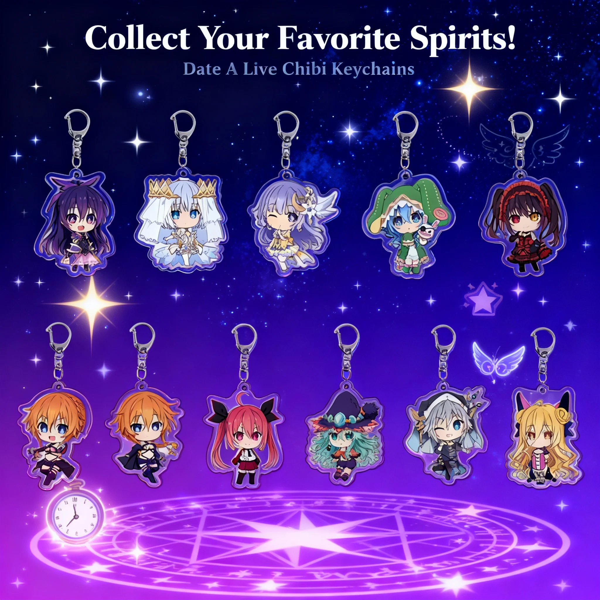 

Dating Game Anime Acrylic Keychain Five Rivers Shido Yatogami Tohka Cartoon Pattern Pendant Accessory