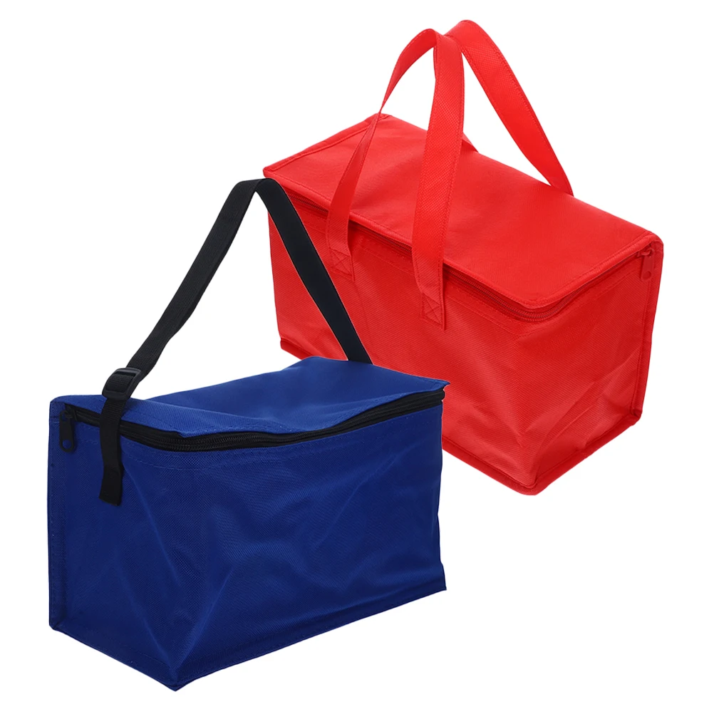 

2 Pcs Insulated Bags Large Capacity Red Blue Heat Preservation Food Drink Portable Camping Picnic Lunch Bento Storage Bag