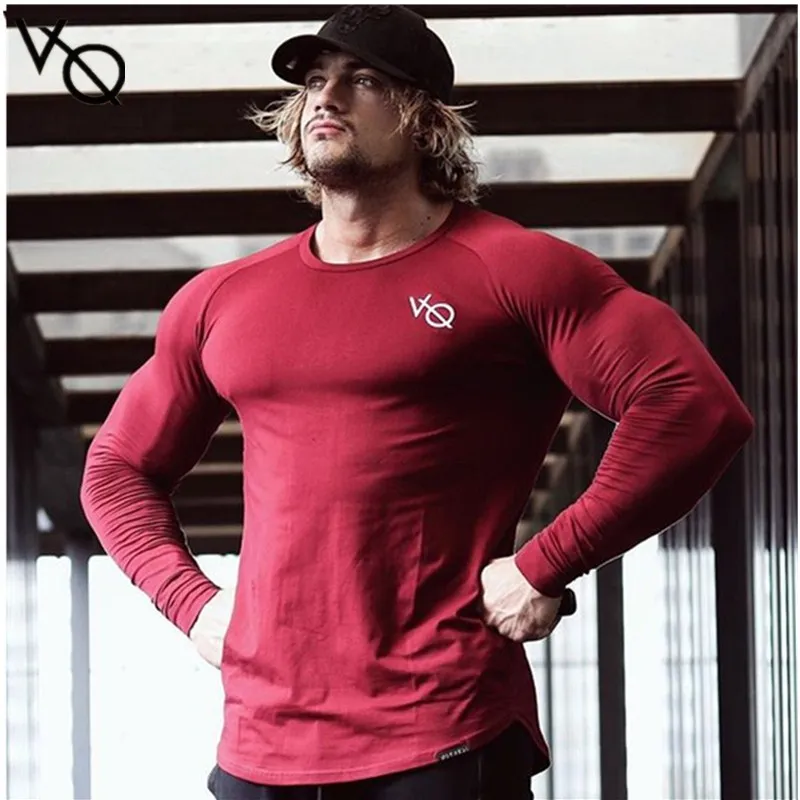 

New Tight Long Sleeve MenTT-shirt Spring and Autumn Warm Keeping Sports Running Tights Bottoming ShirtVQLetter Printing