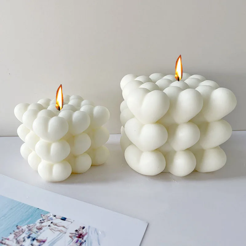3D Würfel Liebe Silikon Kerze Form DIY herzförmige Kerze machen liefert handgemachte Seife Handwerk Gips Molud Valentinstag Geschenk