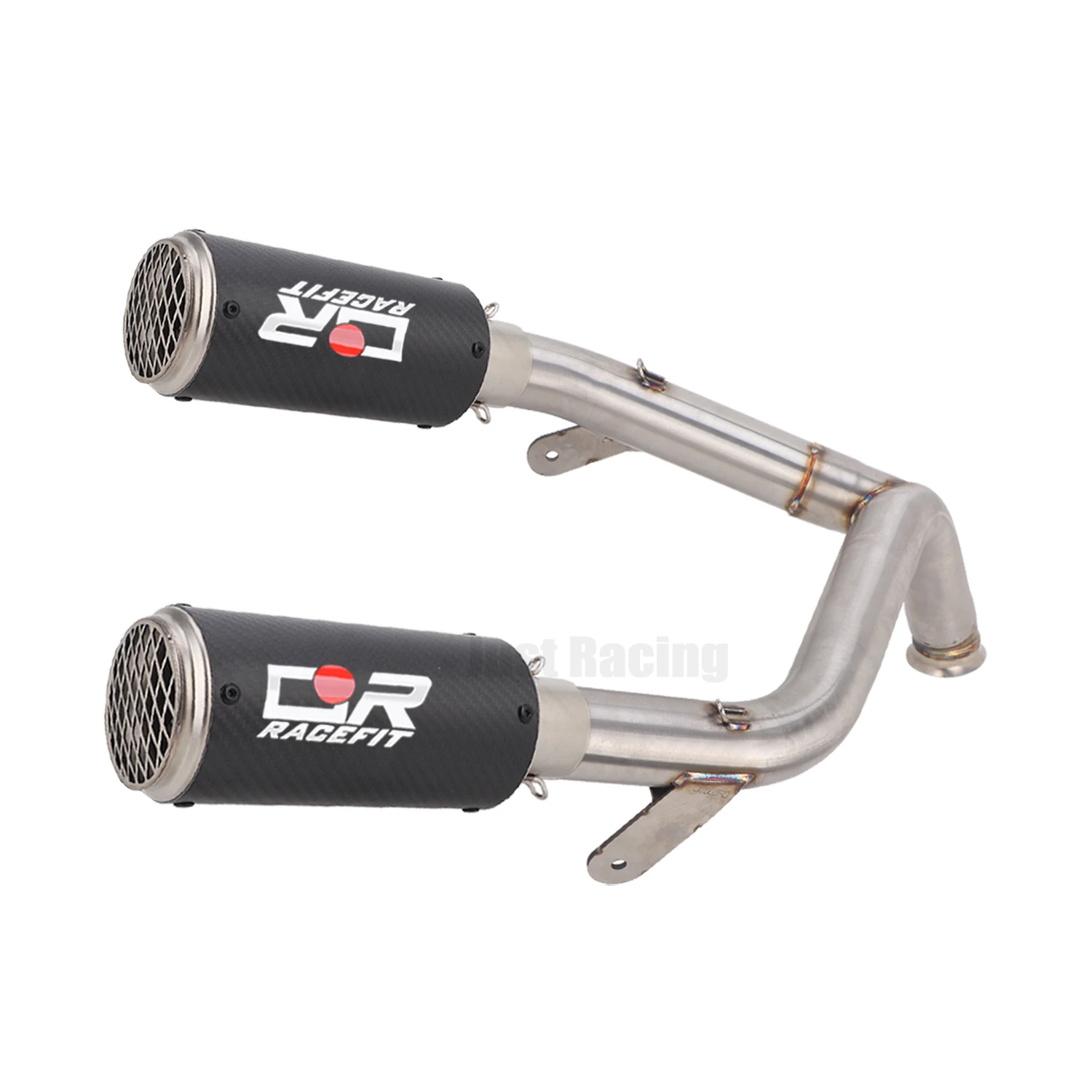 For CF Moto 500SR 500 sr Slip On 51mm Stainless Motorcycle Exhaust System Mid Link Pipe Double Outlet Carbon Muffler