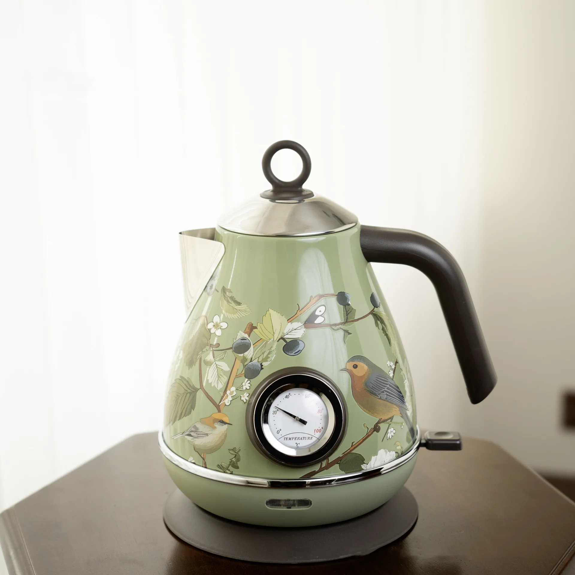 1.7L Retro Pink Floral Electric Kettle 1850W 304 Stainless Steel Temperature Control Boiling Teapot With Keep Warm Function view 2