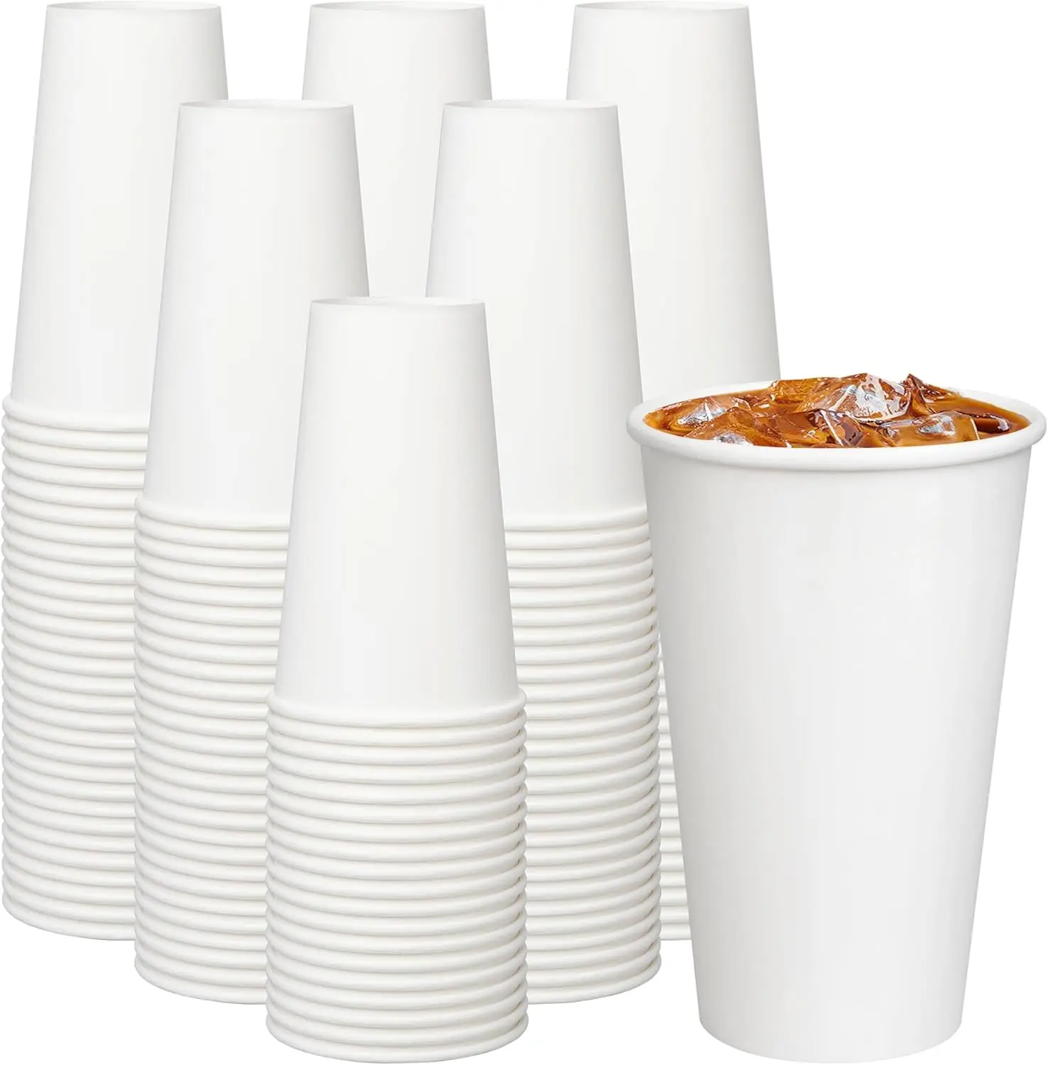

Coffee Cups 16 oz 200 Pack, Disposable Paper Cups for Hot Beverage Drinking, White Hot Cups Suitable for Party, Picnic,