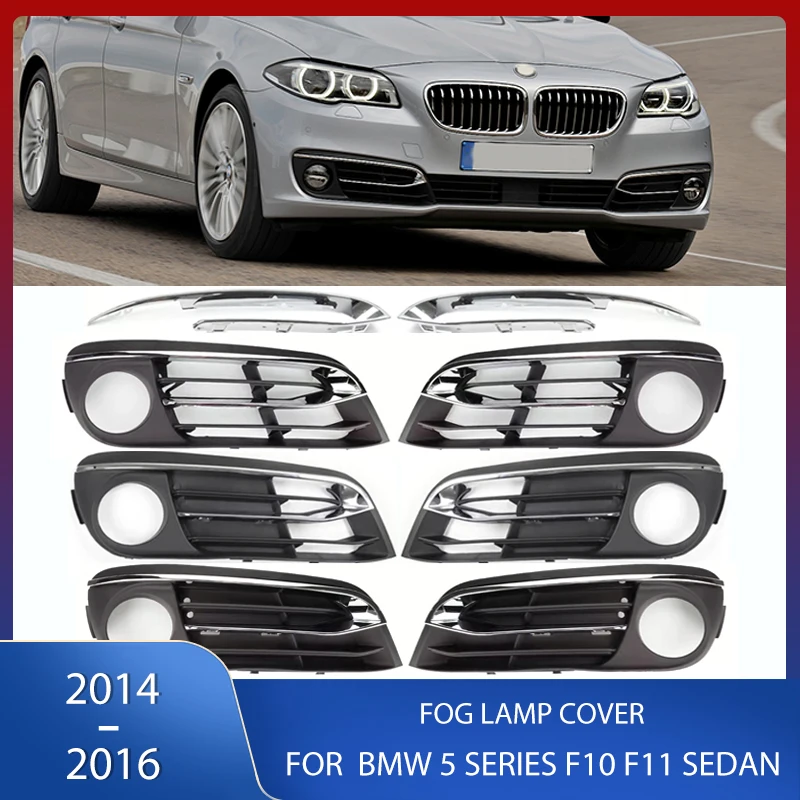 

Front Bumper Fog Light Cover Frame Chrome Trim Fog Lamp Grille For BMW 5 Series F10 F11 Sedan 2014-2016 51117331729 51117331730