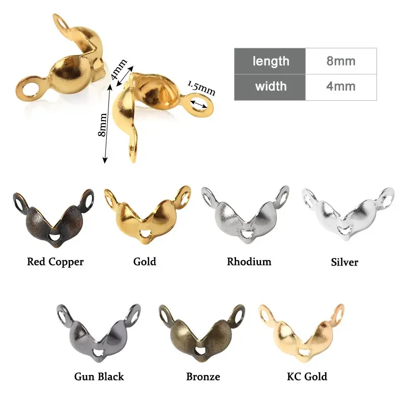 

200pcs/lot Connector Clasps Fitting 4*8mm Ball Chain End Crimp Beads Caps Findings For Jewelry Making Accessories Supplies DIY