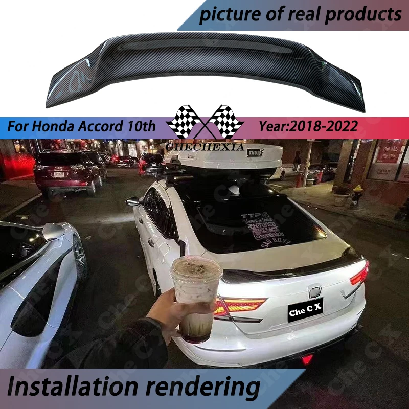 Suitable for Honda 10th Generation Accord 2018-2022 High-Quality Fiberglass Material R-Style Spoiler Car Exterior Accessories