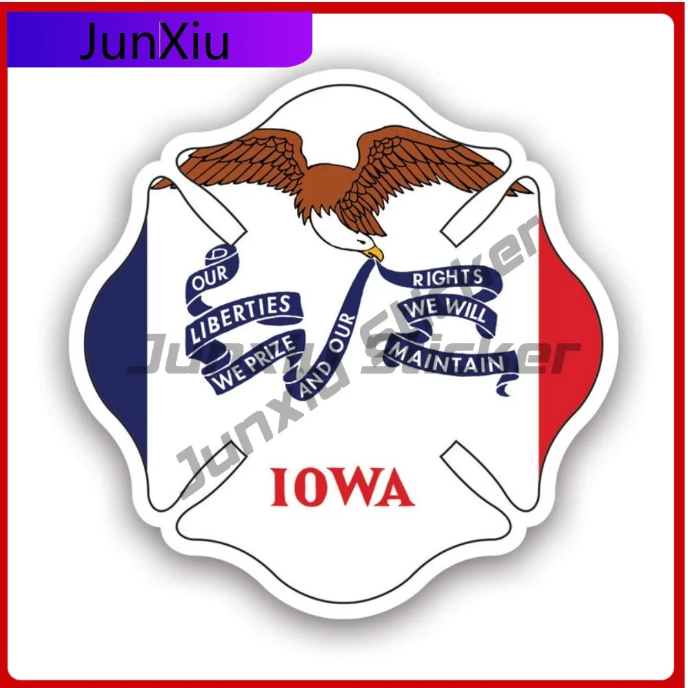 

Iowa State Maltese Cross Shaped Sticker Funny Bumper Waterproof Vinyl Decal For Outdoor Safety Warnings Sticker Protection Decor