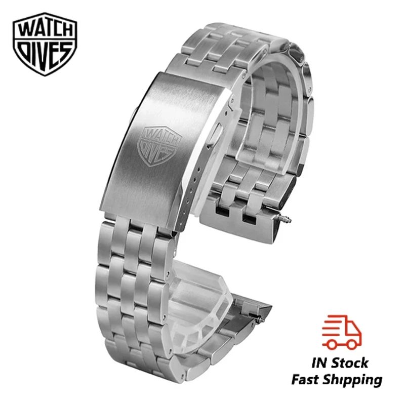 

Watchdives Stainless Steel 5-Link Bracelet for WD6105 Captain Willard Watch 6 mico Adjustable Clasp Quick Replacement Bracelet