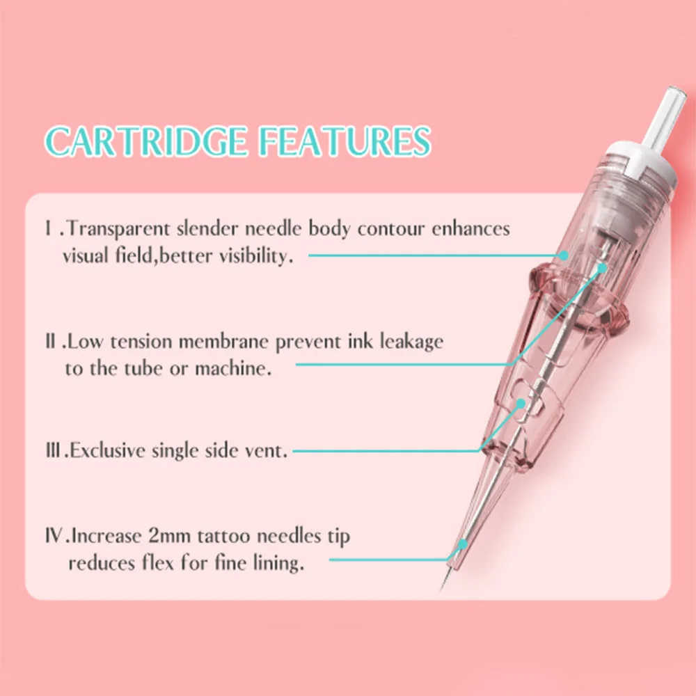 20 Pcs PINKI PMU Tattoo Cartridge Needles for Permanent Makeup Microblading Rotary Tattoo Pen Machine
