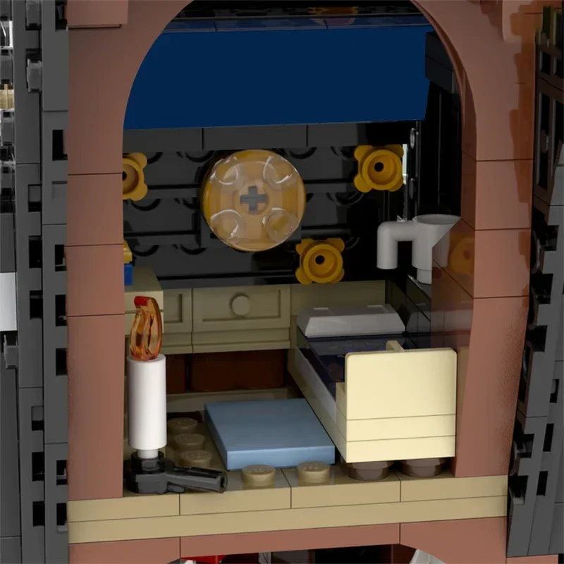 Casa modelo escolar mágica en el Mountaintop, tecnología de bloques de construcción Moc, bloques modulares, regalo, juguete de Navidad, conjuntos DIY de montaje