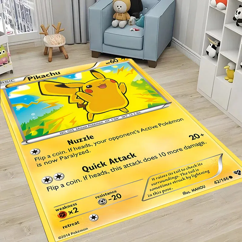 3D HD Printing Miniso Pokemon Picachu Charizard Card Carpet for Living Room Bedroom Mat Sofa Doormat Floor Rug Anti-slip Decor