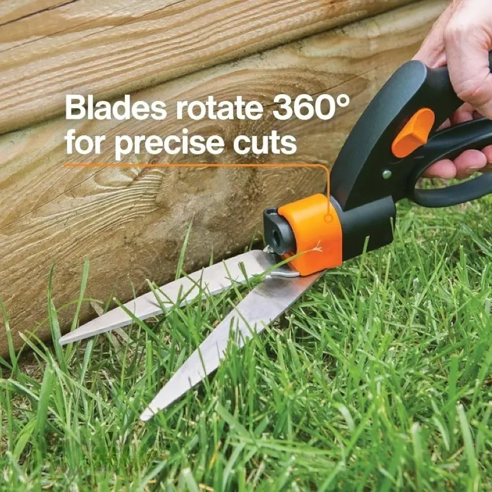 

360 Rotation Garden Scissors Sharp Tip Multifunctional Handheld Grass Trimming Shears Lawn Pruning Tool