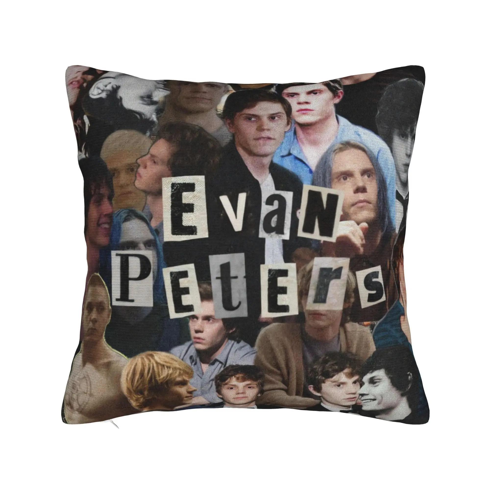 Iconic Evan Peters Name Collage Pillow Case  Graphic Pillow Cover Novelty Pillowcases For Sofa Home Decoration