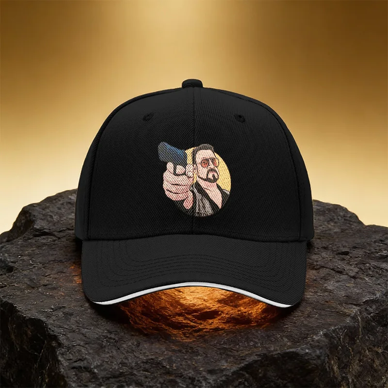 Gun-Wielding Figure Illustration Hat, Unisex Printed Baseball Cap Sandwich Brim Snapback Sports Cap, Suitable for Daily