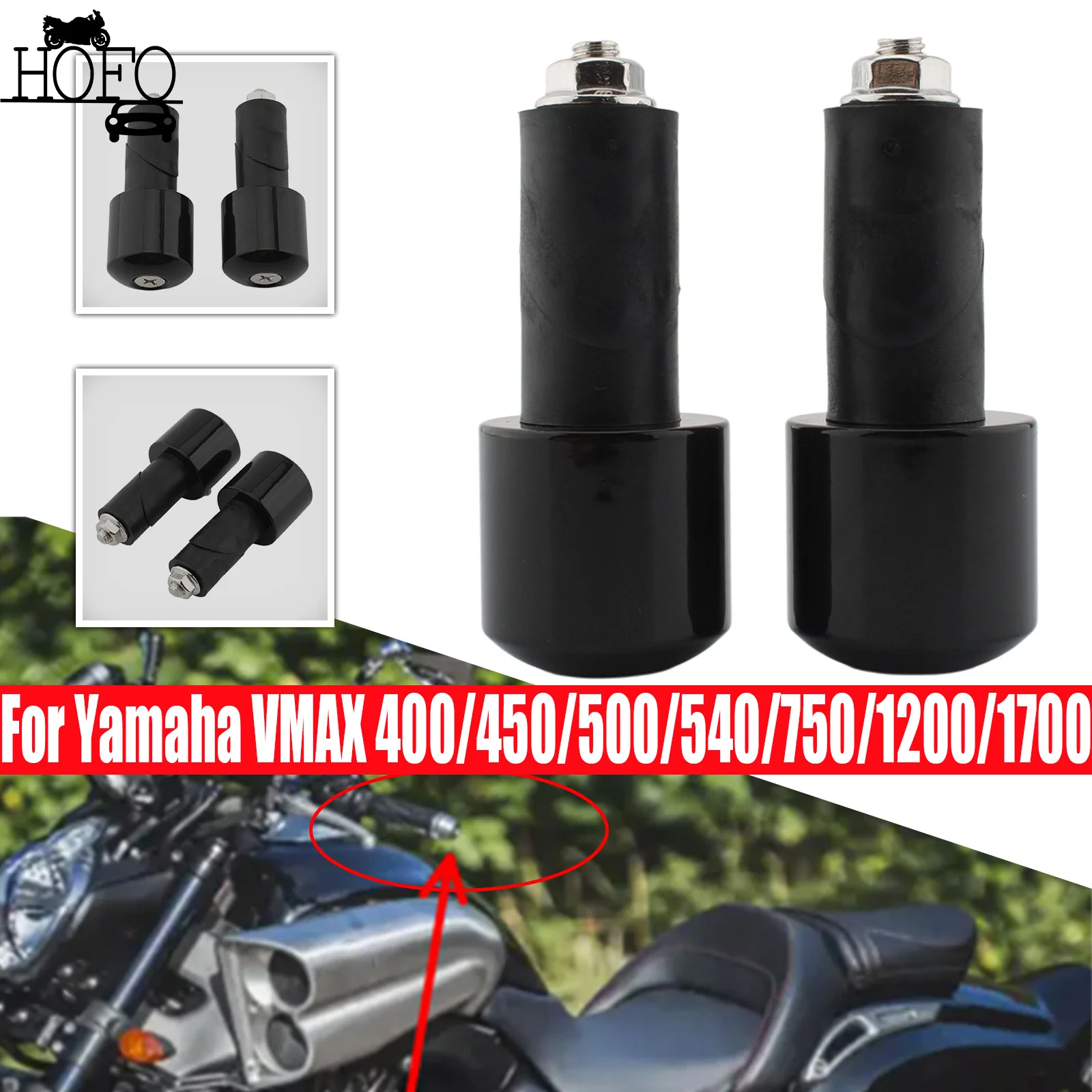 

Bar Ends Hand Grip Handlebar End Caps For Yamaha VMAX handlebar inner hole 18mm