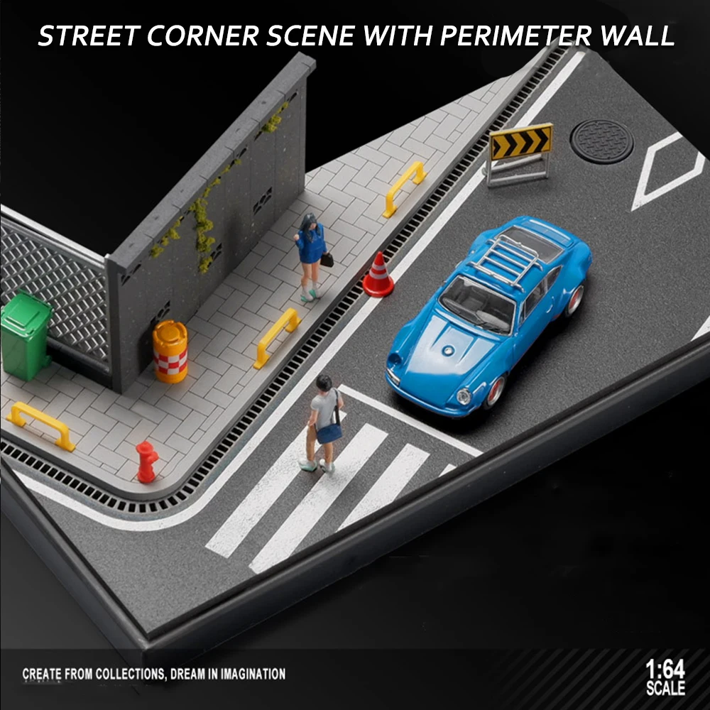 

1/64 Street Corner Scence with Perimeter Wall Model Scene Version Simulation Model Scene Decoration Collect (without car)