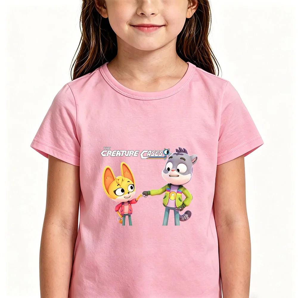 100% Cotton The Creature Cases Cartoon Print Kids T-shirt 2-12 Years Boys Girls Unisex Fashion Short Sleeve O-Neck Casual Tops