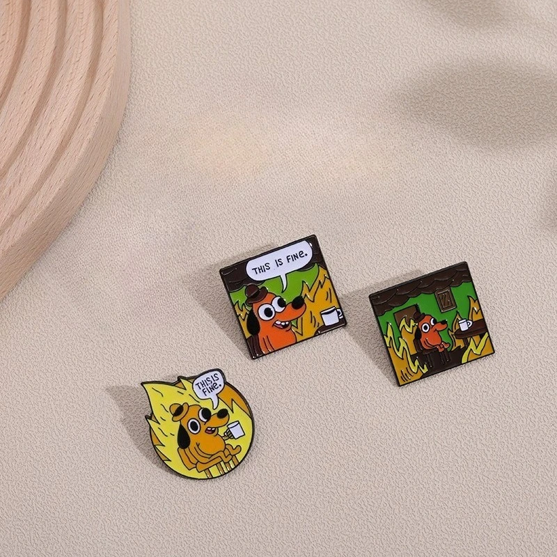 Creative Little Yellow Dog เข็มกลัด Universal โลหะลูกสุนัขกาแฟ Badge อินเทรนด์เสื้อผ้าอเนกประสงค์กระเป๋าอุปกรณ์เสริมเข็มกลัด