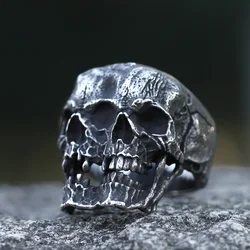 Men's 316L stainless steel Double headed Skull ring Gothic Biker PUNK Motorcycle Band Jewelry for Gifts free shipping