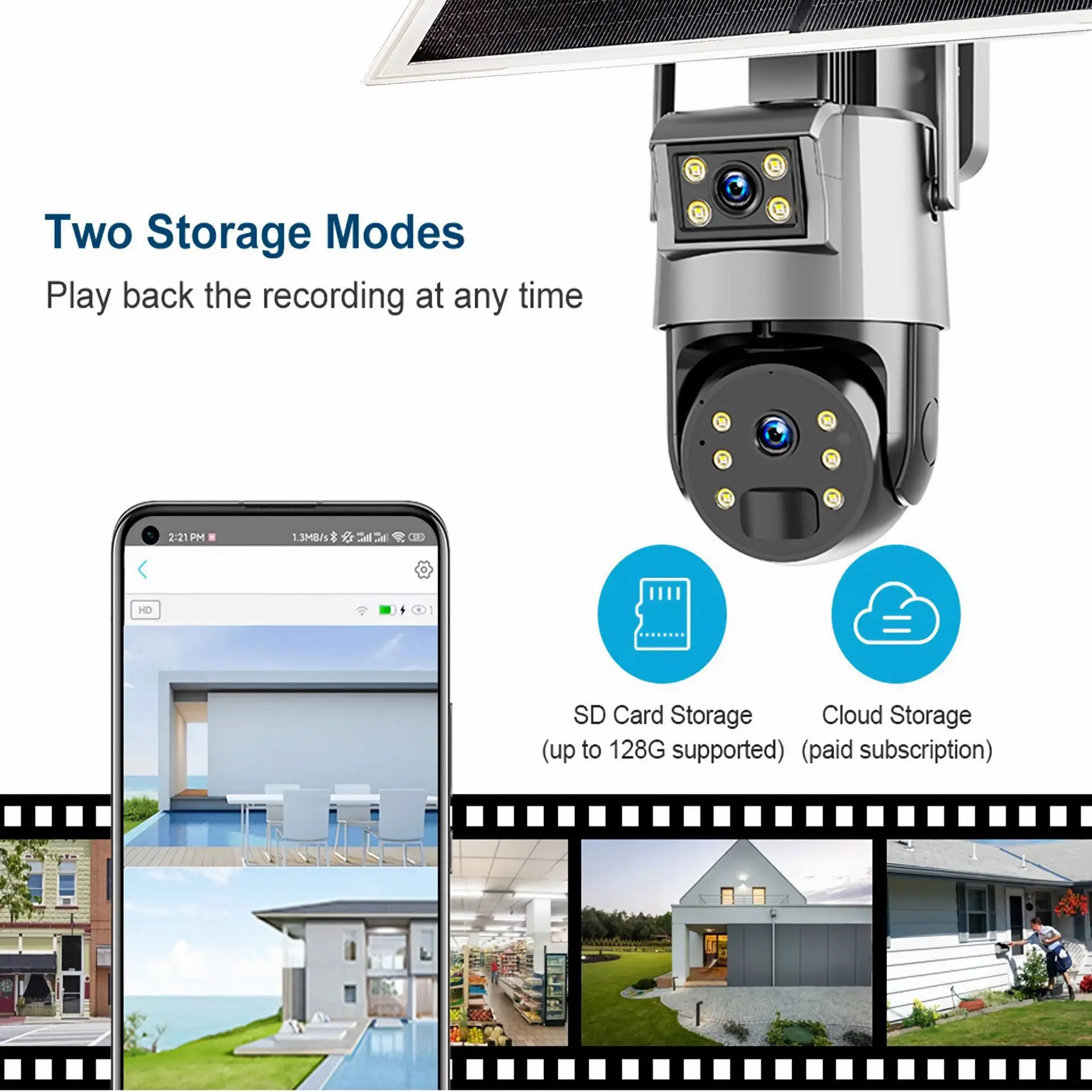 4MP Ubox APP Dual Lens Solar Power PTZ wifi/4G Alarm  IP Dome Camera Full Color AI Humanoid Detection Security CCTV Baby Monitor