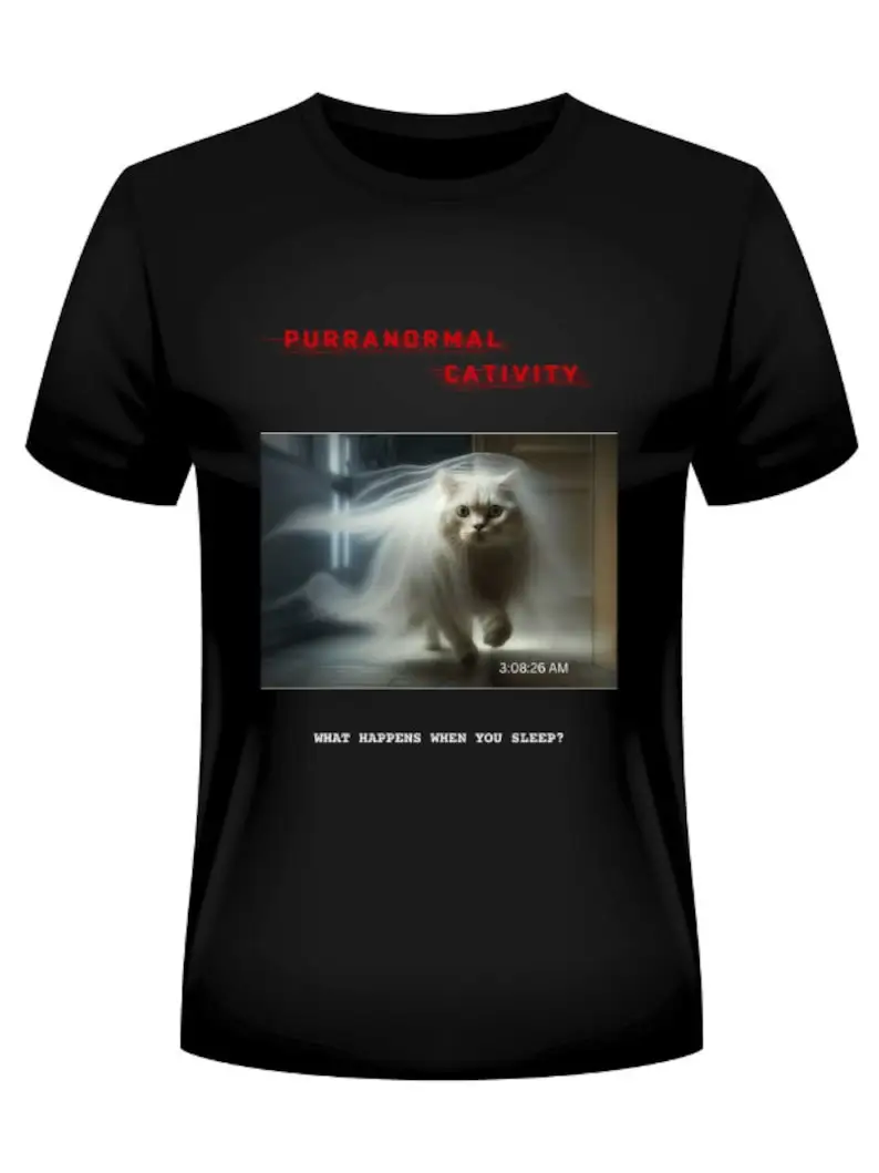 Purranormal Cativity Horror Movie Inspired Cat Themed T-shirt