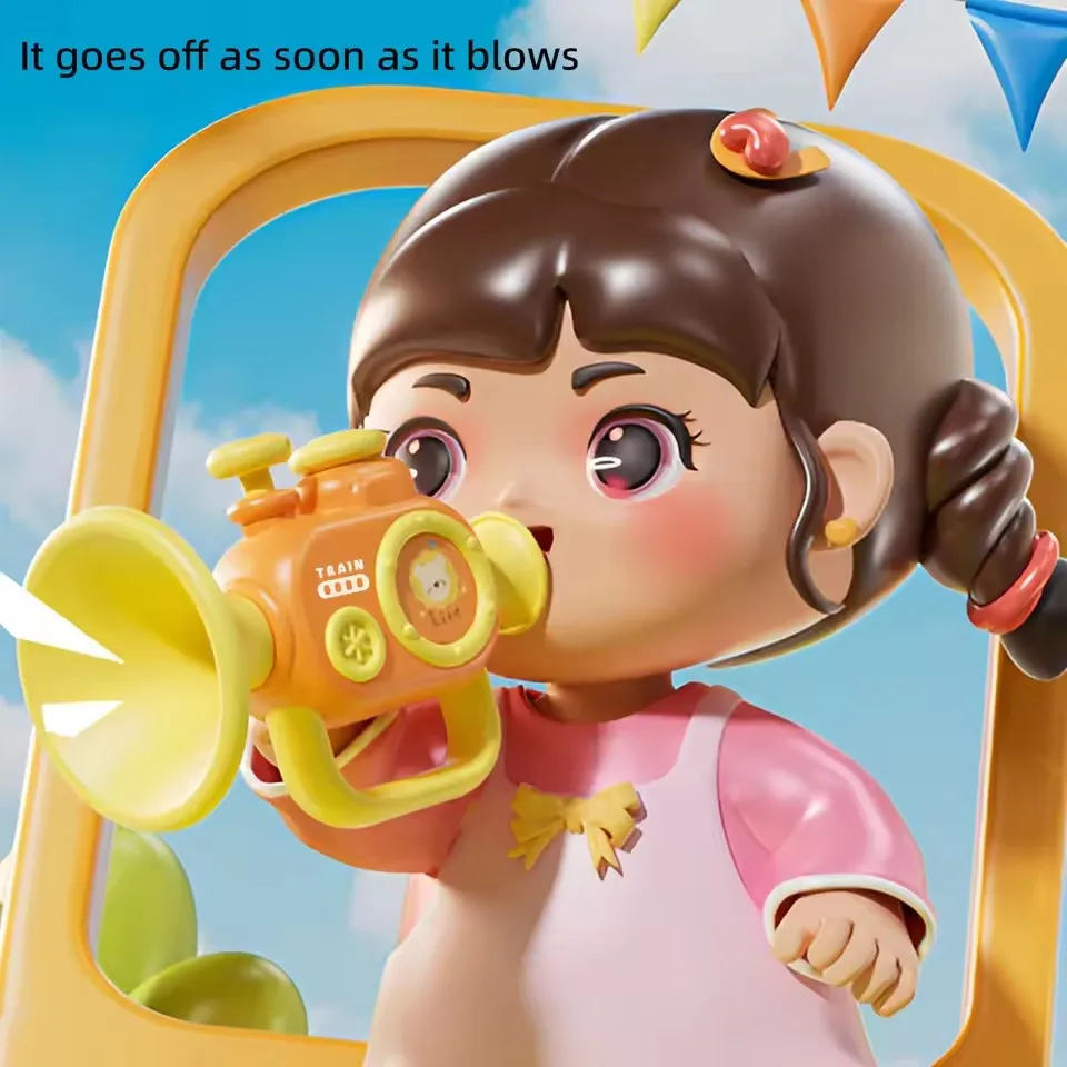 Baby Early Learning Whistle Musical Instrument Trumpet Toy Speech Enhancement Cartoon Hanging Rope for Kids Musical Play Gift