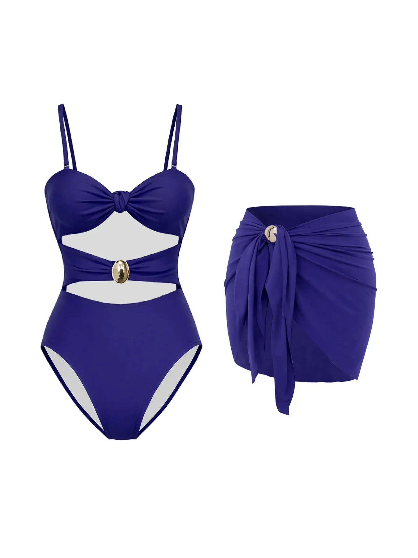 

2Pcs Striped Swimsuit With Short Skirt Sexy Women Bikini Push Up Swimwear Cut Out Biquini Female Bathing Suit Slimming Beachwear