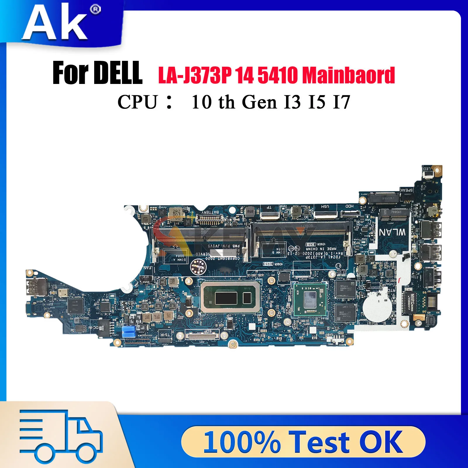 

Материнская плата LA-J373P для DELL Latitude 5410 с процессором i5 i7 216-0923010 CN-0F1NKY, 100% полностью протестирована