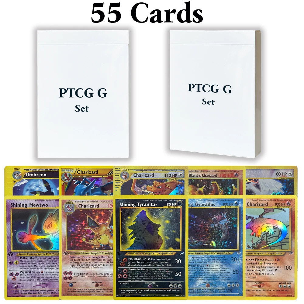 

PKM PTCG-G весь набор карт из прокси-фольги Charizard Lugia Shining Tyranitar Shining Mewtwo Shining Charizard игрушки подарки Коллекционные