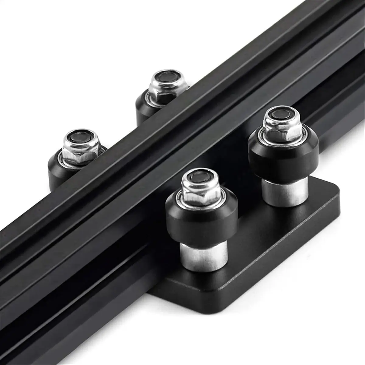 4pcs Small V-Wheel Plate Gantry Rod Plate with Wheel, for 2020 Aluminum Profile, CNC and 3D Printer Parts Black Wheel