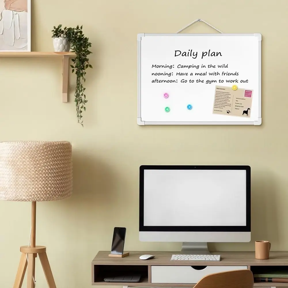 مع 3 أقلام تحديد و4 مغناطيس لوحة مسح جاف 16 بوصة × 12 بوصة سبورة بيضاء مثبتة على الحائط لوحة رسائل مذكرة مغناطيسية على الوجهين