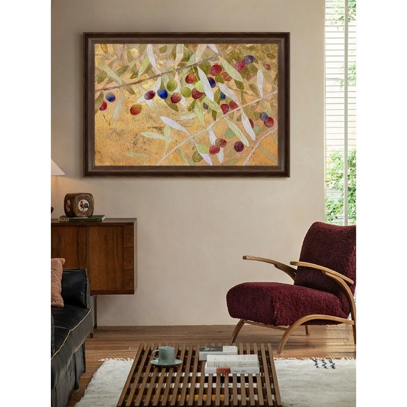 Medieval style colored fruit hand-painted oil painting living room dining room hanging painting