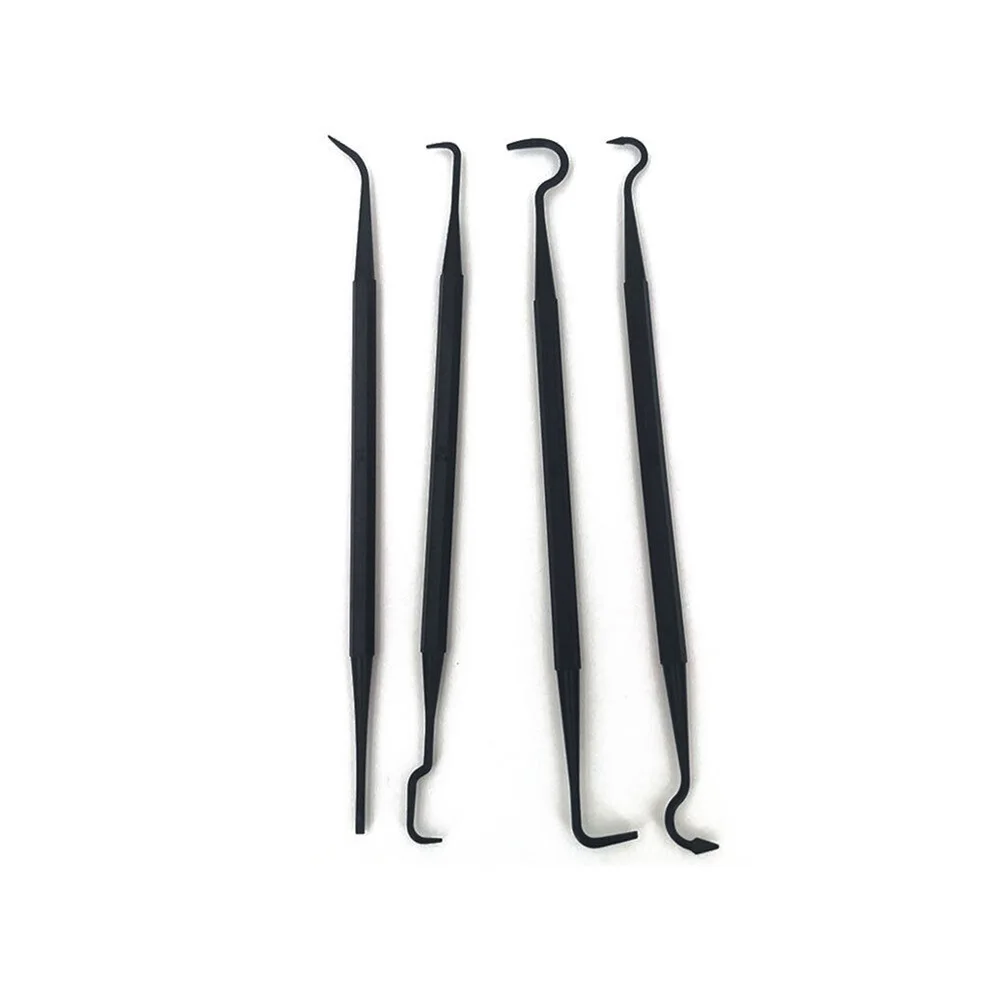 Tool Pipe Cleaning Hook 4 Piece 4pcs Accessories Black Car Detailing Cleaning Tool Double-headed Plastic Useful