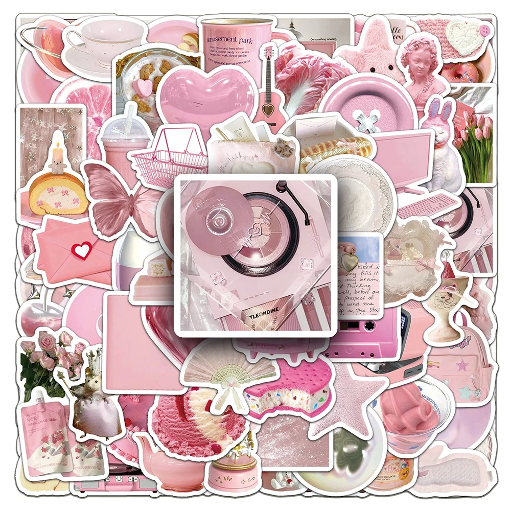 10/30/50/100 stücke Nette Rosa Cartoon Aufkleber Ästhetische Kawaii Mädchen Aufkleber Spielzeug Wasserdichte Graffiti Sammelalbum Telefon schreibwaren