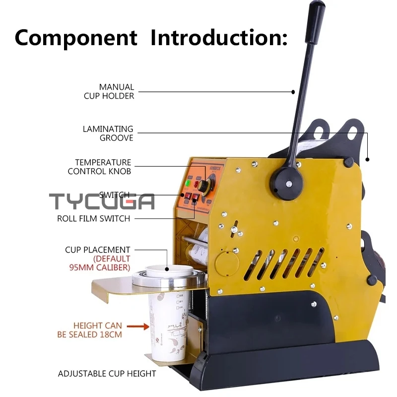 수동 종이/플라스틱 씰링 컵 실러 상업용 커피/주스/밀크 티 Shop220V 용 자동 필름 롤링 컵 씰링 기계