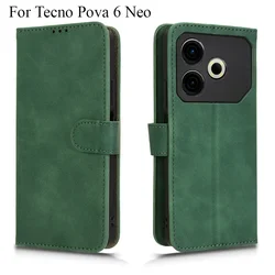 For Tecno Pova 6 Neo 4G Flip Leather Case Luxury Skin Retro Premium Wallet Book Full Cover For Tecno Pova6 Neo 4G Phone Bags