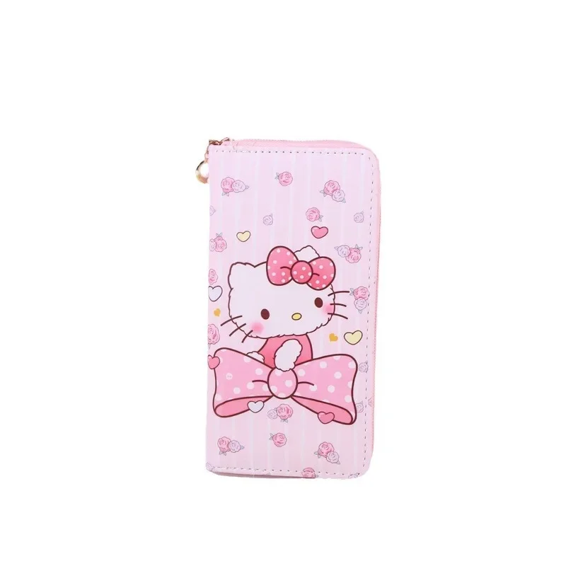 MINISO-cartera de Hello Kitty para mujer, cartera larga con cremallera y múltiples compartimentos, creativa, de dibujos animados