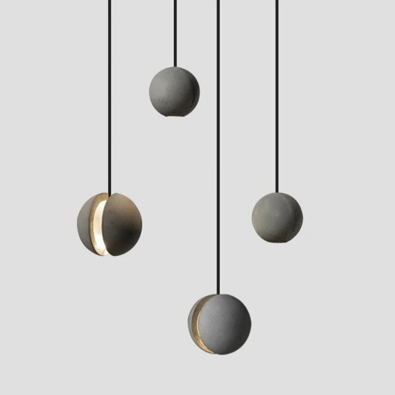 

Minimalist cement chandelier modern planet moon pendant lights for bedroom bedside dining room bar counter coffee shop lighting