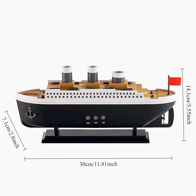 Titanic Ship Model  Air Humidifier 250ml Essential Oil DiffuserJellyfish Smoke Ring Spray Aroma Diffuser Night Light for Home