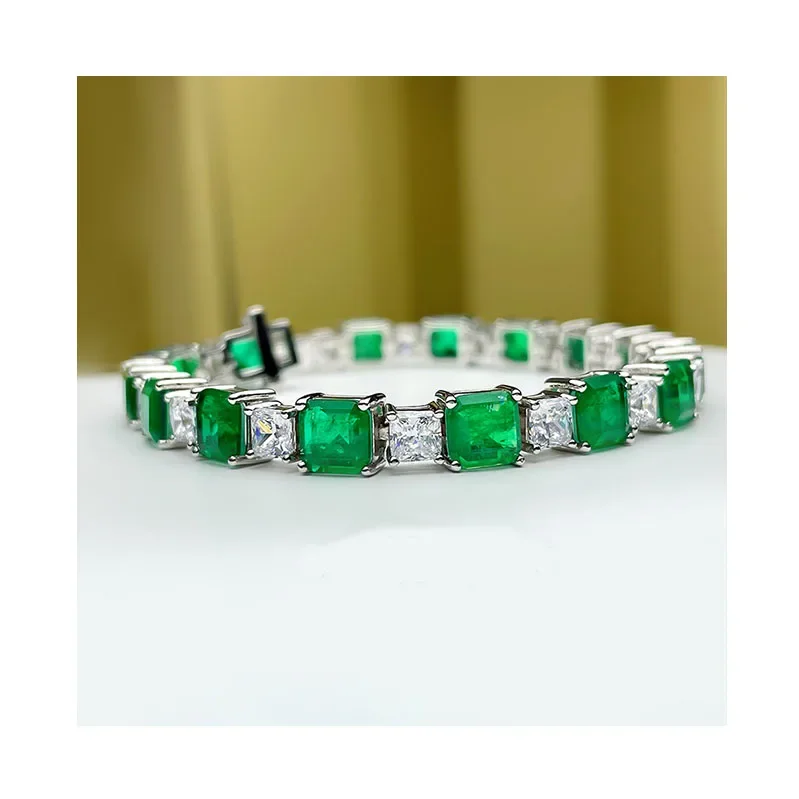 Fine Jewelry Modern 925 Sterling Silver Vinci Hot Sale Green Emerald Bracelet